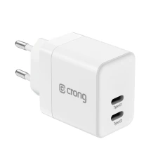 Мережевий зарядний пристрій Crong Ultra Compact GaN 2x USB-C 35W PD 3.0 White (CRG-GNCC35-WHI)