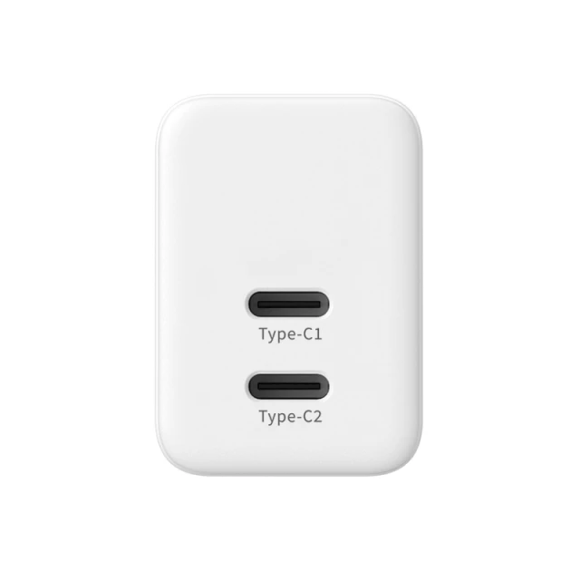 Мережевий зарядний пристрій Crong Ultra Compact GaN 2x USB-C 35W PD 3.0 White (CRG-GNCC35-WHI)