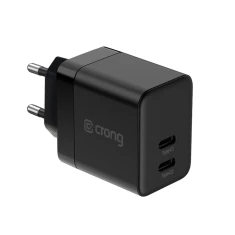Зарядний пристрій Crong Ultra Compact GaN 2x USB-C 35W PD 3.0 Black (CRG-GNCC35-BLK)