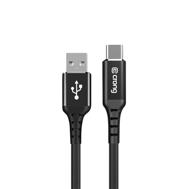 Кабель Crong Armor Link USB-A to USB-C 60W 25cm Black (CRG-AL025USAC-BLK)