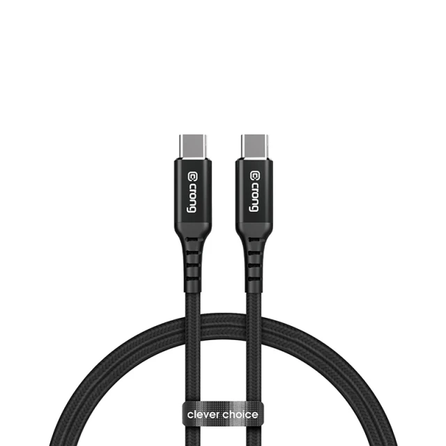 Кабель Crong Armor Link USB-C to USB-C 100W PD 5A 120см Black (CRG-AL120USCC-BLK)
