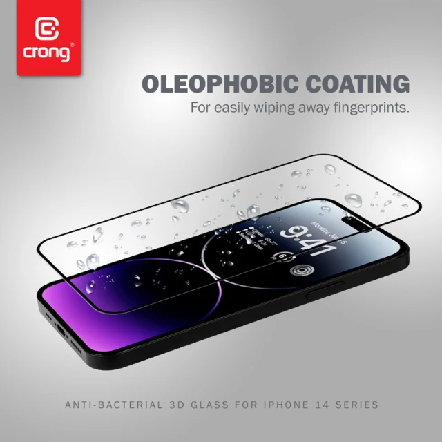 Захисне скло Crong Anti-Bacterial 3D Armour Glass для iPhone 14 Pro Max (CRG-AB3DAG-IP14PM)