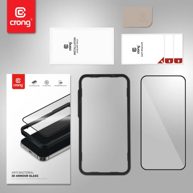 Захисне скло Crong Anti-Bacterial 3D Armour Glass для iPhone 14 Pro Max (CRG-AB3DAG-IP14PM)