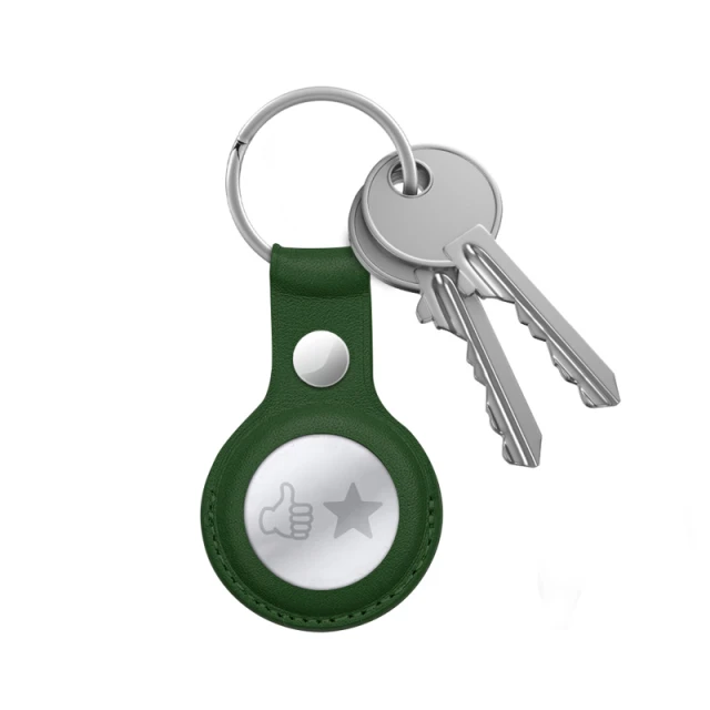 Чехол Crong Leather Case with Key Ring для Apple AirTag 1/2 Olive (CRG-ATL-OLV)