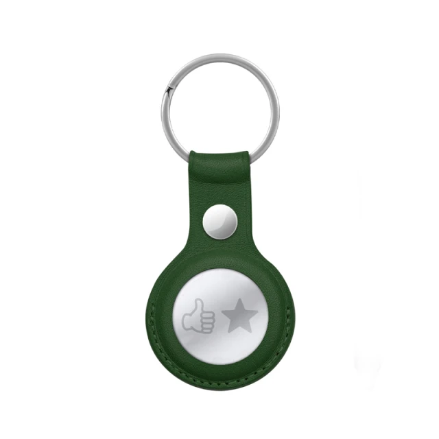 Чехол Crong Leather Case with Key Ring для Apple AirTag 1/2 Olive (CRG-ATL-OLV)