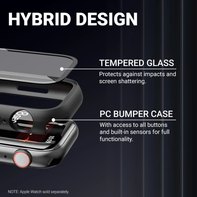 Чохол Crong Hybrid Watch Case для Apple Watch 45 mm Carbon (CRG-45HS-CRB)