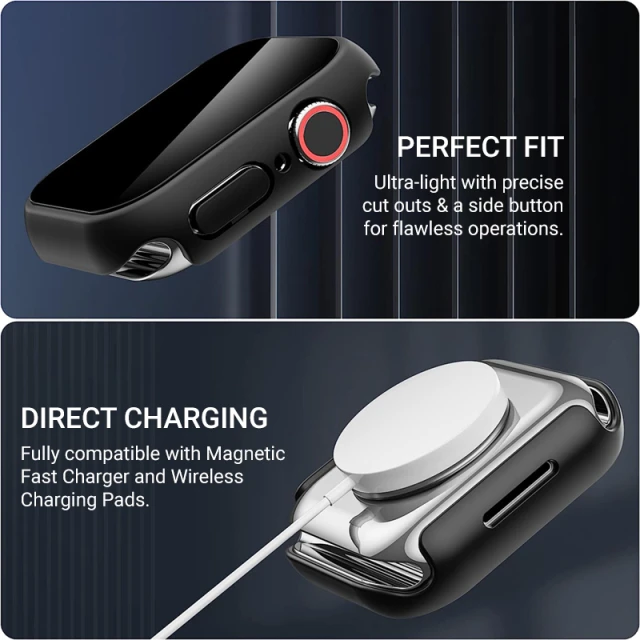 Чохол Crong Hybrid Watch Case для Apple Watch 45 mm Carbon (CRG-45HS-CRB)
