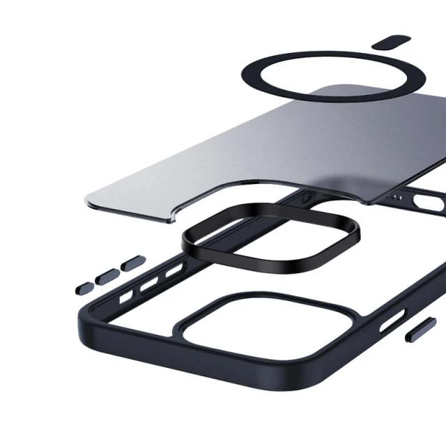 Чохол Crong Hybrid Frost MAG для iPhone 15 Pro Navy (CRG-HFM-IP1561P-BLUE)
