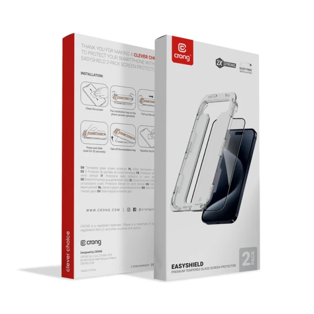 Захисне скло Crong EasyShield для iPhone 15 Pro Max Clear (2 pack) (CRGES2PIP1567P)