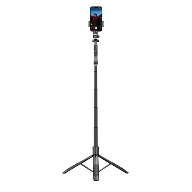 Штатив Crong SelfieGo Ultra Aluminium Bluetooth Black (CRGSGU1BLK)