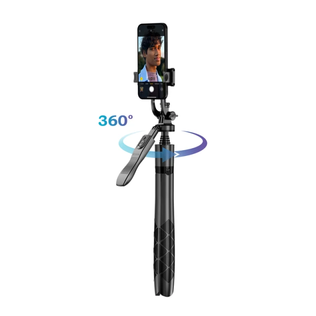 Штатив Crong SelfieGo Ultra Aluminium Bluetooth Black (CRGSGU1BLK)