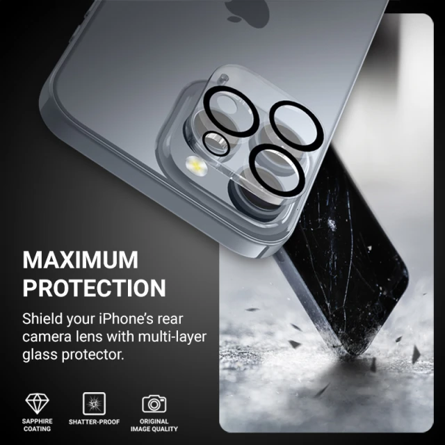 Защитное стекло для камеры Crong Lens Shield для iPhone 16 Pro / iPhone 16 Pro Max / iPhone 15 Pro / iPhone 15 Pro Max (CRGLSIP16P)