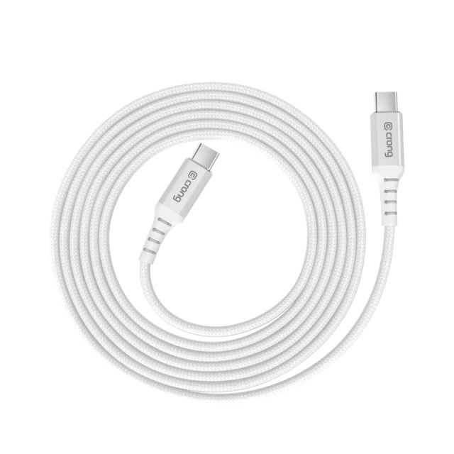 Кабель Crong Armor Link 60W PD 3A USB-C to USB-C 25cm White (CRGAL025USCCWHI)
