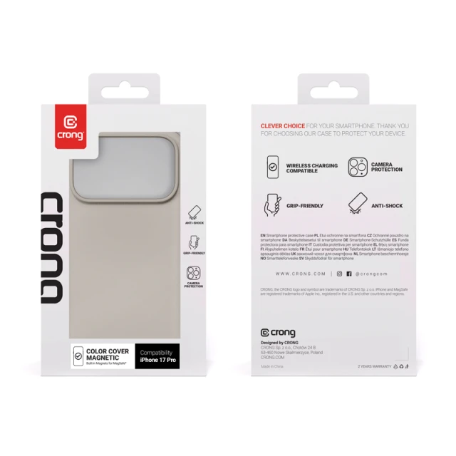 Чохол Crong Color Cover Magnetic для iPhone 17 Pro Beige (CRGCOLRMIP1763PSTN)
