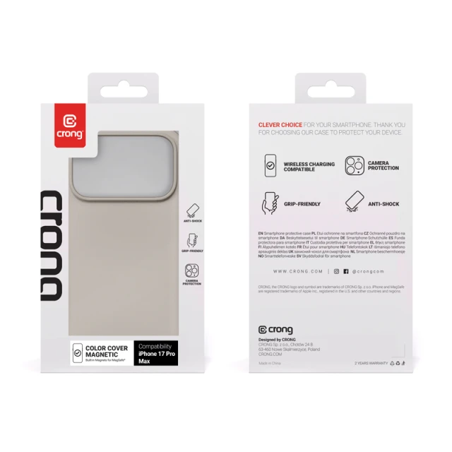 Чохол Crong Color Cover Magnetic для iPhone 17 Pro Max Beige (CRGCOLRMIP1769PSTN)
