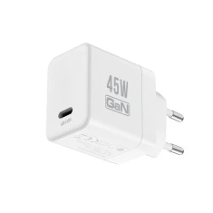Зарядний пристрій Crong Ultra Compact GaN USB-C 45W PD 3.0 White (CRGGN1C45WHI)