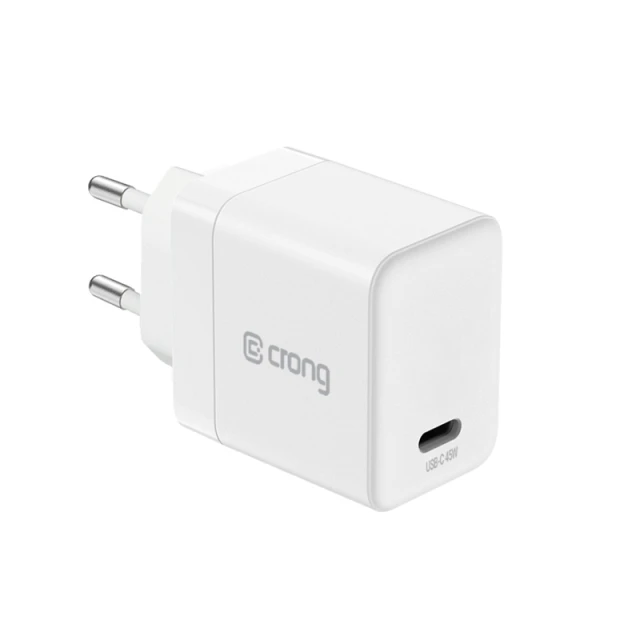 Зарядний пристрій Crong Ultra Compact GaN USB-C 45W PD 3.0 White (CRGGN1C45WHI)