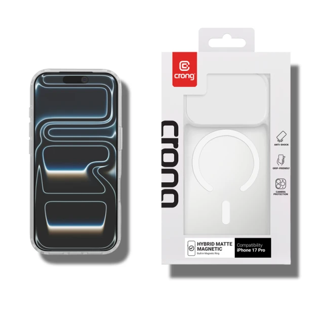 Чохол Crong Hybrid Matte Magnetic для iPhone 17 Pro White (CRGHMMIP1763PWHT)