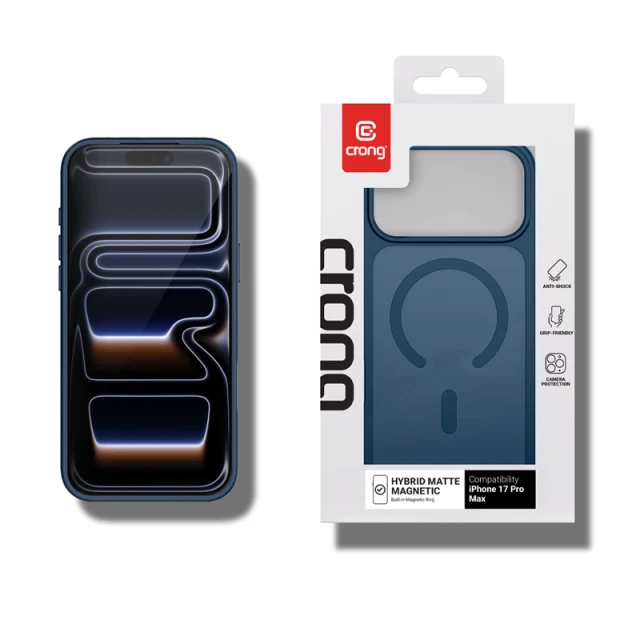 Чохол Crong Hybrid Matte Magnetic для iPhone 17 Pro Max Navy (CRGHMMIP1769PNBL)