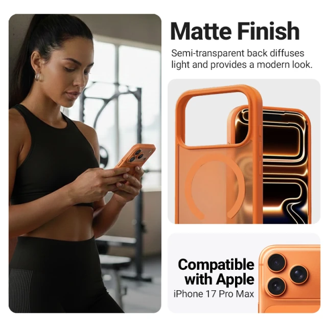 Чохол Crong Hybrid Matte Magnetic для iPhone 17 Pro Max Orange (CRGHMMIP1769PORG)