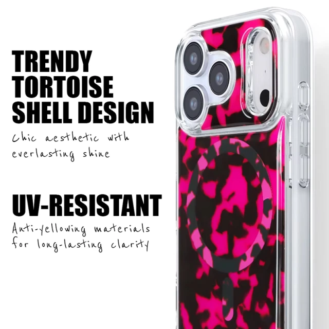 Чохол Crong Deluxe MAG Cover для iPhone 17 Pro Pink Tortoise (CRGDLMIP1763PPTO)