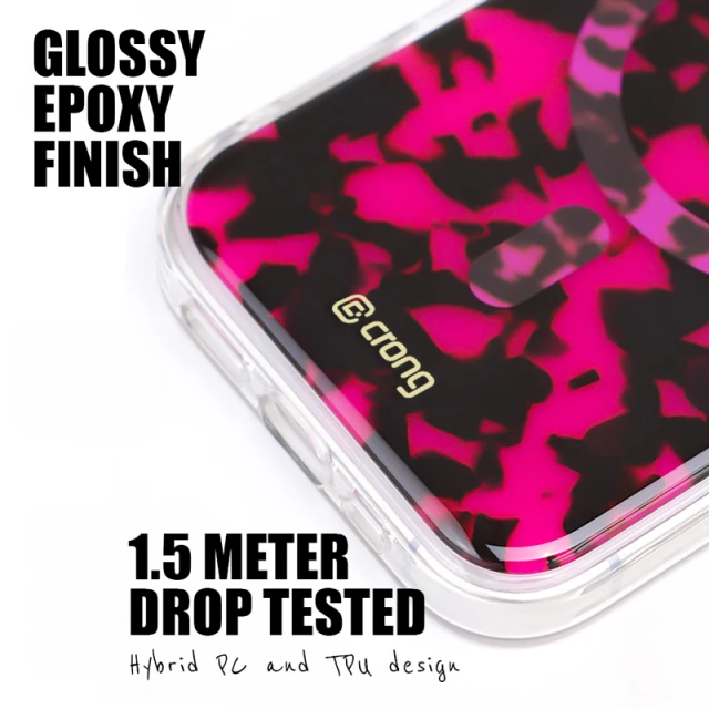 Чохол Crong Deluxe MAG Cover для iPhone 17 Pro Pink Tortoise (CRGDLMIP1763PPTO)