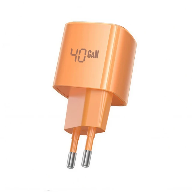 Зарядний пристрій Crong NEO GaN Charger USB-C 40W PD 3.2 Orange (CRGNEO40ORG)