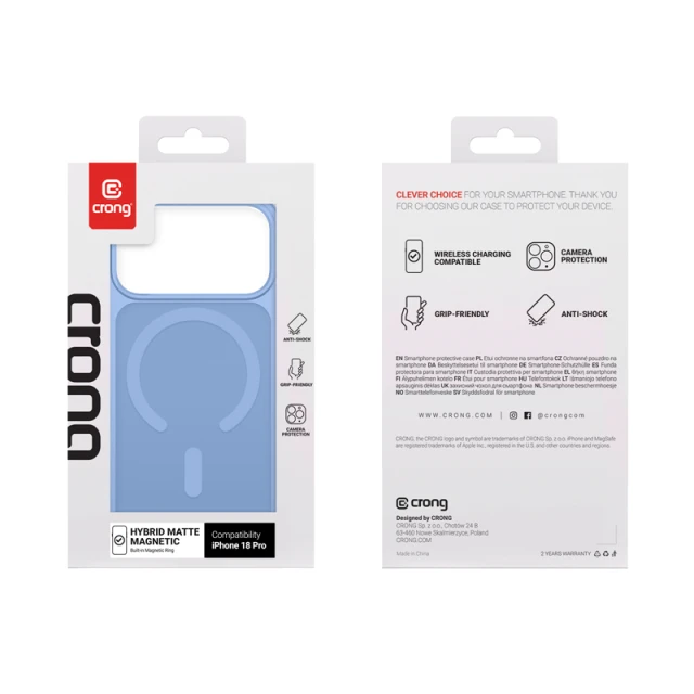Чохол Crong Hybrid Matte Magnetic MagSafe для iPhone 18 Pro | 17 Pro Blue (5904310709897)