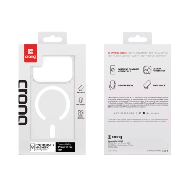 Чохол Crong Hybrid Matte Magnetic для iPhone 18 Pro Max | 17 Pro Max White (CRGHMMIP1869PWHT)