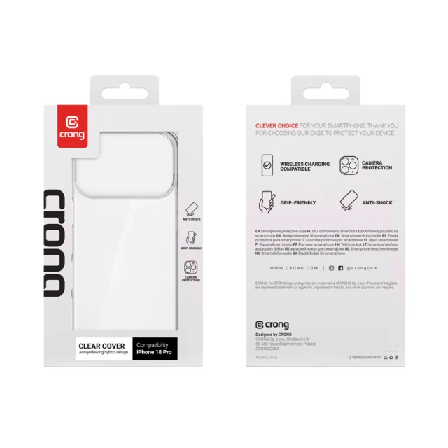 Чохол Crong Clear Cover для iPhone 18 Pro | 17 Pro Clear (CRGCLRCIP1863PTRS)