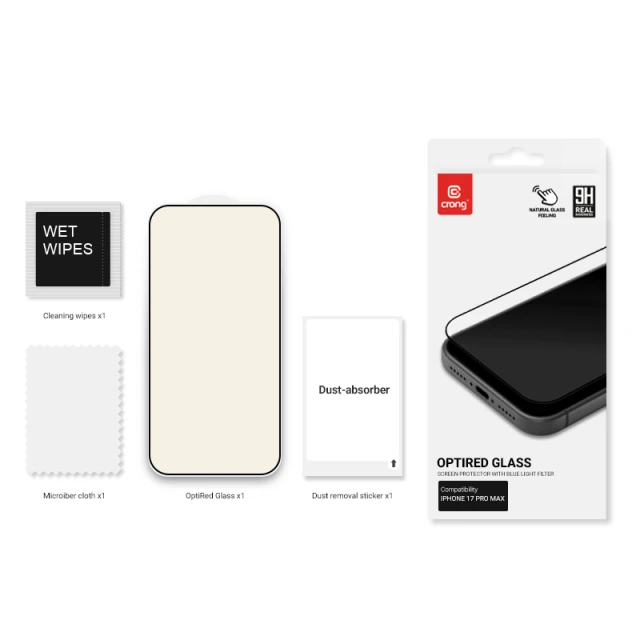 Защитное стекло Crong OptiRed для iPhone 17 Pro Max (CRGOPRGIP1769P)