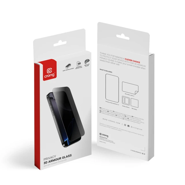 Захисне скло Crong Privacy 3D Armour Glass для iPhone 18 Pro Clear (CRGP3DAGIP1863P)