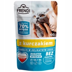 Вологий корм для котів Frendi шматочки в соусі з куркою 100 г (5904316130855)