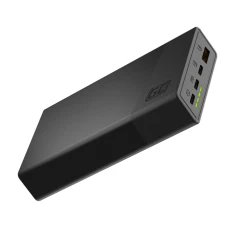 Power Bank Green Cell PowerPlay20s 20000 mAh USB-A QuickCharge 3.0 + 2x USB-C Power Delivery 22.5W Black (PBGC03S)