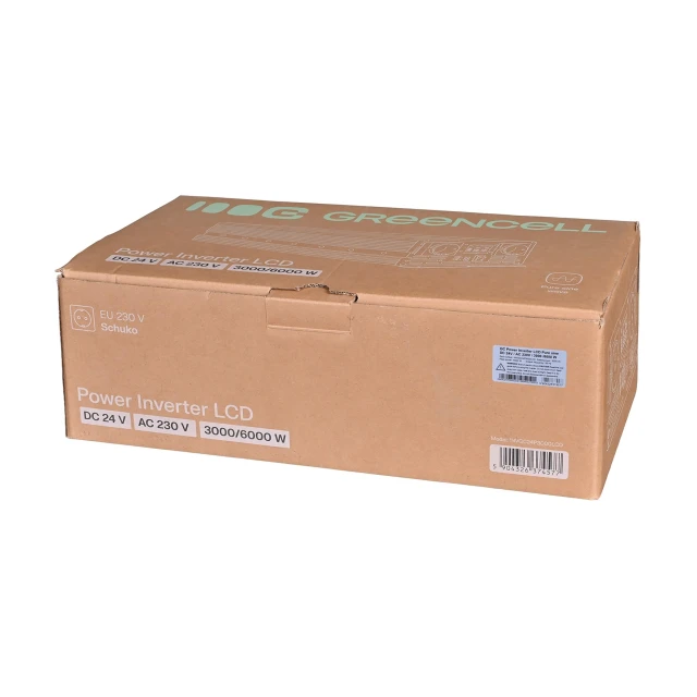 Інвертор Green Cell LCD 24V-230V 3000W/6000W чиста синусоїда (INVGC24P3000LCD)