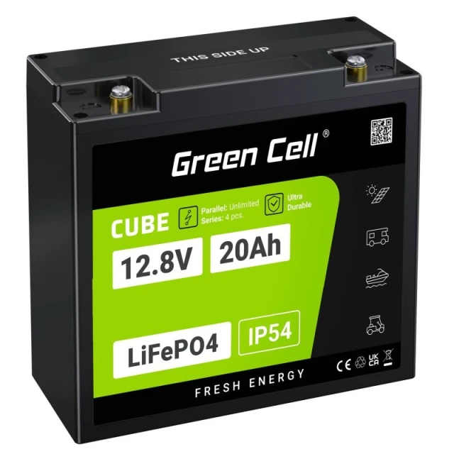 Акумулятор Green Cell LiFePO4 Cube 12.8V 20Ah 256Wh (LFPGC12V20AH)