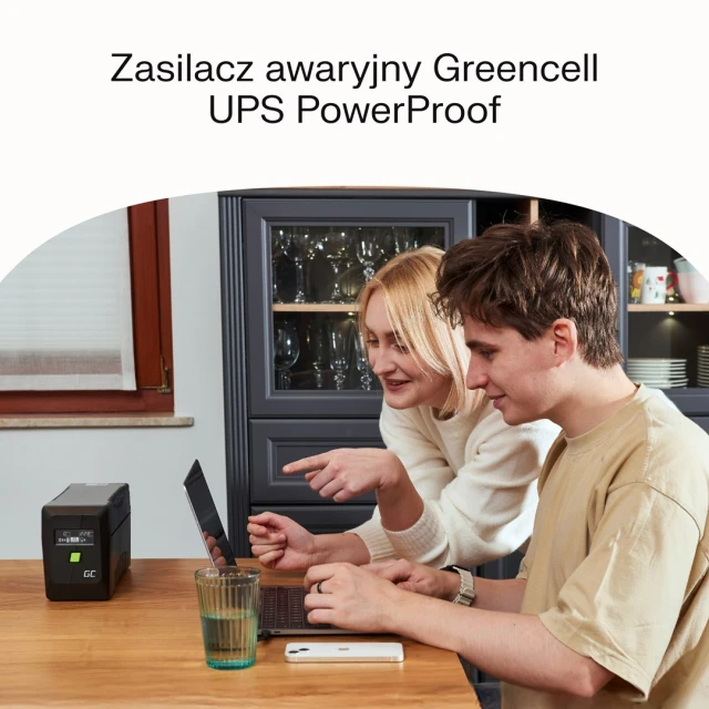 Джерело безперебійного живлення Green Cell Power Proof 750VA 480W чиста синусоїда (UPSLP480)