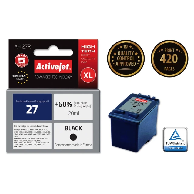 Картридж ActiveJet AH-27R для HP 27 C8727A Black 20 мл (5904356280633)