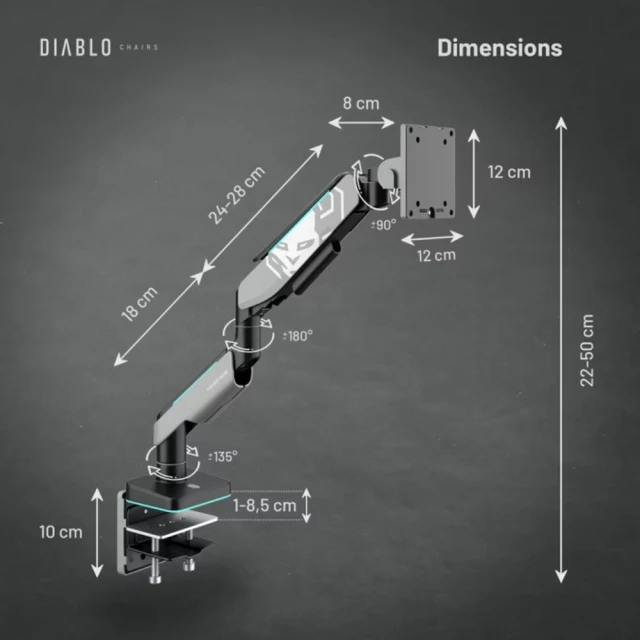 Держатель для мониторов Diablo X-Arm LED RGB 49