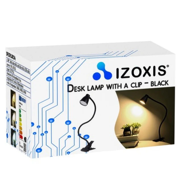 Настільна лампа з кліпсою Izoxis Black (5904463314269)