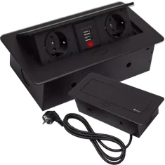 Вбудована розетка Izoxis 2 гнізда + 2 USB Black (5904463314450)