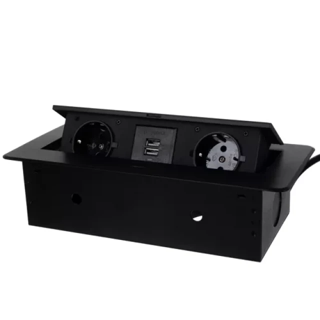 Вбудована розетка Izoxis 2 гнізда + 2 USB Black (5904463314450)