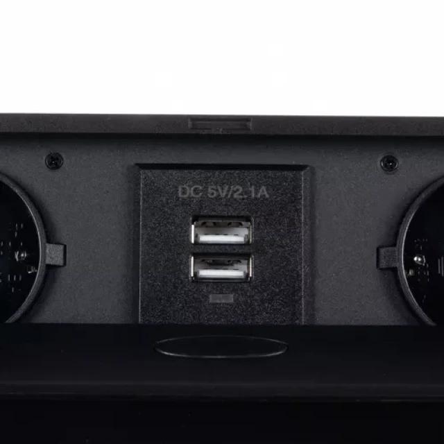 Вбудована розетка Izoxis 2 гнізда + 2 USB Black (5904463314450)