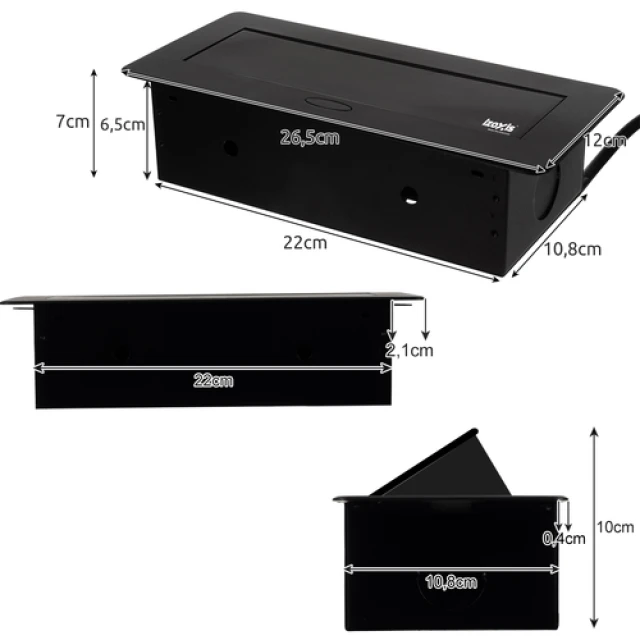 Вбудована розетка Izoxis 3 гнізда Black (5904463314467)