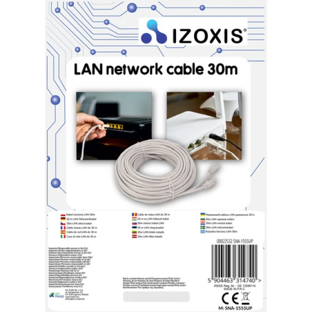 Мережевий кабель Izoxis LAN 30 м 10/100 Мбіт/с (5904463314740)