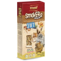 Ласощі для гризунів і кроликів Vitapol Smakers 3в1 горіховий/лісові ягоди/попкорн 3 шт (5904479011138)