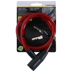 Замок на велосипед спиральный Dunlop 65 cm Red (5904501204217)