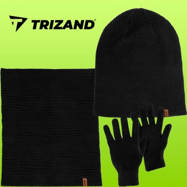 Зимовий комплект шапка + шарф + рукавиці Trizand 3 шт Black (5904576552862)