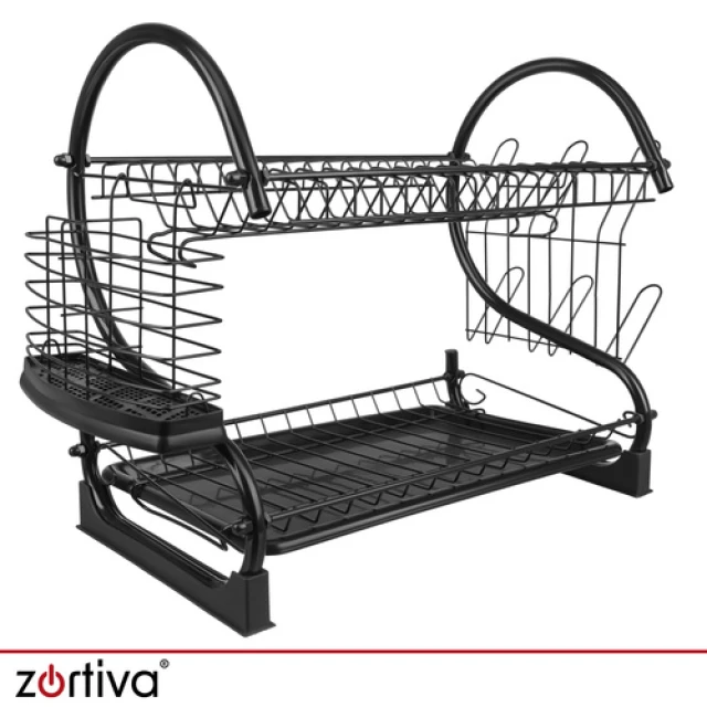 Сушарка для посуду двоярусна Zortiva Black (5904576554095)