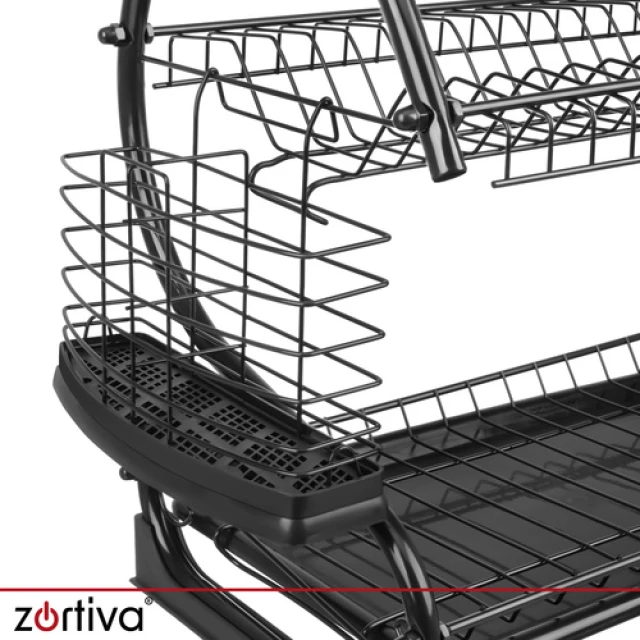 Сушарка для посуду двоярусна Zortiva Black (5904576554095)